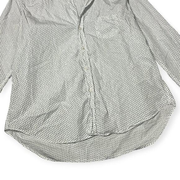 Frank & Eileen EILEEN Heart Print Relaxed Button Up Shirt SIZE XS Navy White - Picture 8 of 12